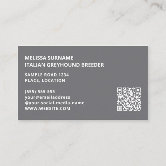 Blauer und weißer italienischer Grauhound Cartoon  Visitenkarte (Rückseite)