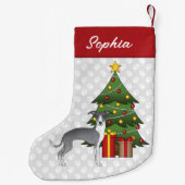 Blauer und weißer italienischer Grauthund & Weihna Kleiner Weihnachtsstrumpf (Rückseite)