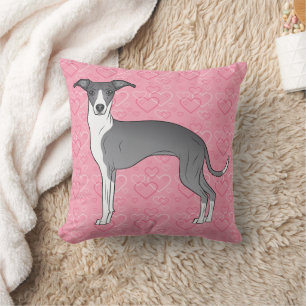 Blauer und weißer Italienischer Windhund auf rosa  Kissen