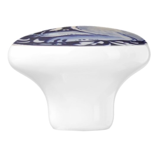 Blauer und weißer Kaninchen - Sonnendrucker Pull K Keramikknauf (Seitenansicht)