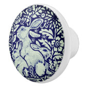 Blauer und weißer Kaninchenzieher Pull Knob Dedham Keramikknauf (Rechts)