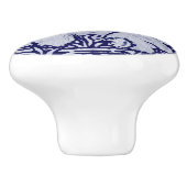 Blauer und weißer Kaninchenzieher Pull Knob Dedham Keramikknauf (Seitenansicht)