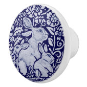 Blauer und weißer Kaninchenzieher Pull Knob Dedham Keramikknauf (Rechts)
