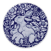 Blauer und weißer Kaninchenzieher Pull Knob Dedham Keramikknauf (Vorderseite)