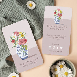 Blauer und weißer Keramik Vase Bouquet, Zuhause-In Visitenkarte