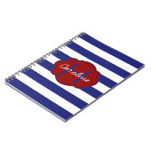 Blauer und weißer klassischer horizontaler notizblock (Linke Seite)