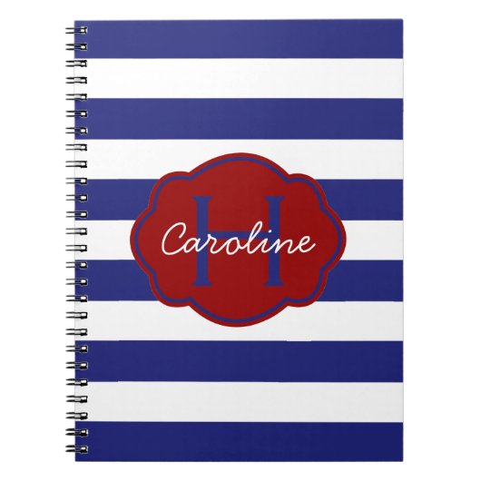 Blauer und weißer klassischer horizontaler notizblock (Vorderseite)