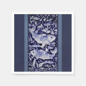 Blauer und weißer Koi Fisch Elegantes Essen Serviette (Vorderseite)