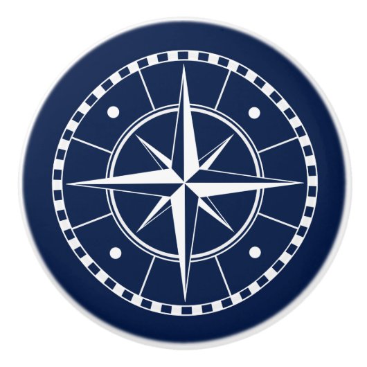 Blauer und weißer Kompass, nautisch Keramikknauf (Vorderseite)