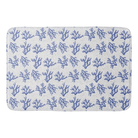 Blauer und weißer Korallenschild Badematte (Vorderseite)