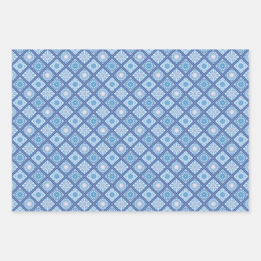 Blauer und weißer Kreis Mandala Geschenkpapier Set (Vorderseite 2)