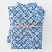 Blauer und weißer Kreis Mandala Geschenkpapier Set (Beispiel)