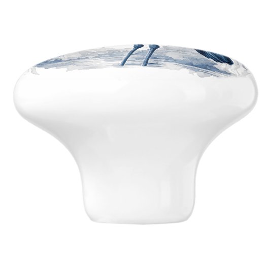 Blauer und weißer Kunstheld im Delft-Stil mit Blum Keramikknauf (Seitenansicht)