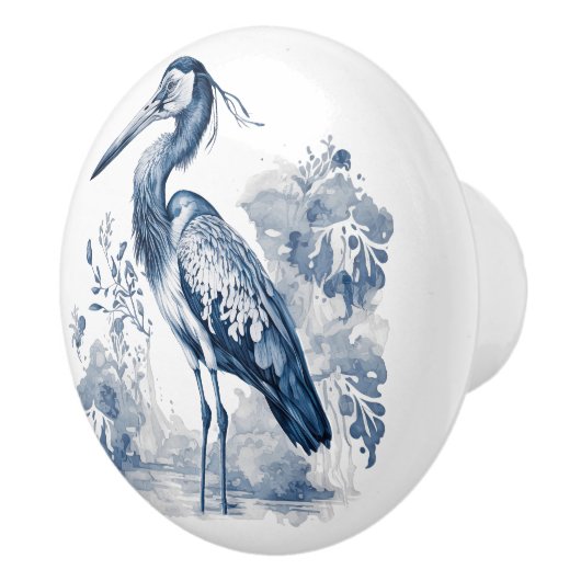 Blauer und weißer Kunstheld im Delft-Stil mit Blum Keramikknauf (Rechts)