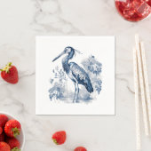 Blauer und weißer Kunstheld im Delft-Stil mit Blum Serviette (Beispiel)