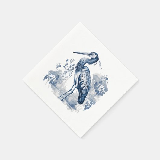 Blauer und weißer Kunstheld im Delft-Stil mit Blum Serviette (Ecke)