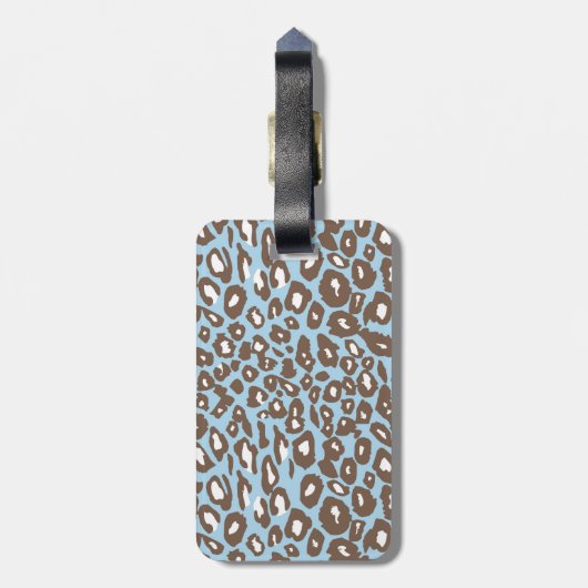 Blauer und weißer Leopard Gepäckanhänger (Rückseite vertikal)