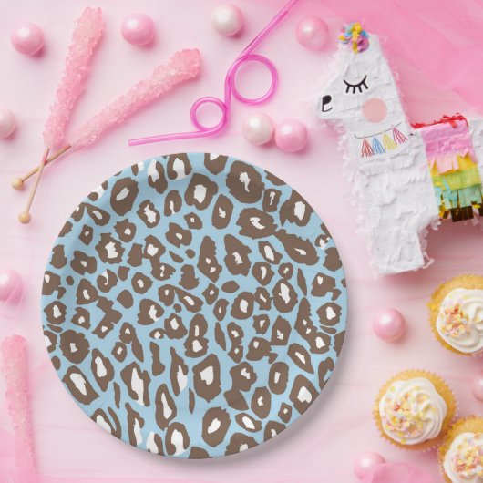 Blauer und weißer Leopard Pappteller (Party)