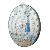 Blauer und weißer Leuchtturm Dartscheibe (Vorderseite rechts)