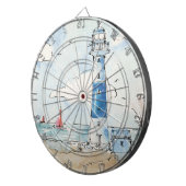 Blauer und weißer Leuchtturm Dartscheibe (Vorderseite rechts)