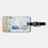 Blauer und weißer Leuchtturm Gepäckanhänger (Vorderseite horizontal)