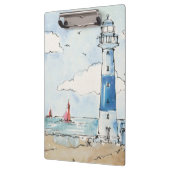 Blauer und weißer Leuchtturm Klemmbrett (Links)
