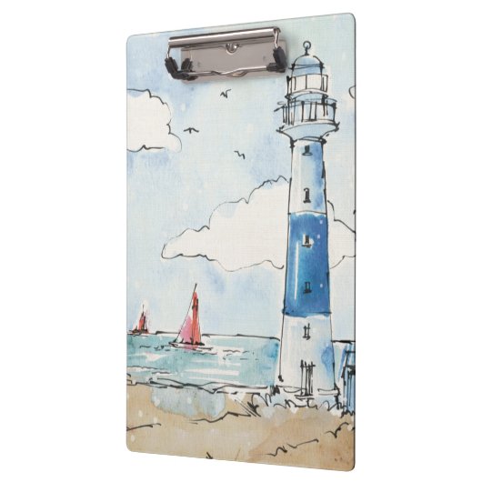 Blauer und weißer Leuchtturm Klemmbrett (Links)