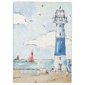 Blauer und weißer Leuchtturm Klemmbrett (Rückseite)