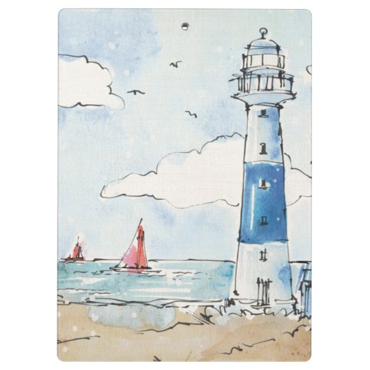 Blauer und weißer Leuchtturm Klemmbrett (Rückseite)