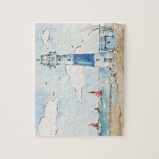 Blauer und weißer Leuchtturm Puzzle (Vertikal)