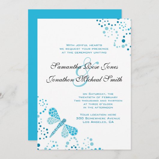 Blauer und weißer Lippenschwanz Einladung (Vorne/Hinten)