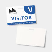 Blauer und weißer Logo-Besucher Ausweis (Vorder- & Rückseite)
