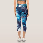 Blauer und weißer Marmor - Flüssig-Kunst-Tank Capri Leggings (Rückseite)
