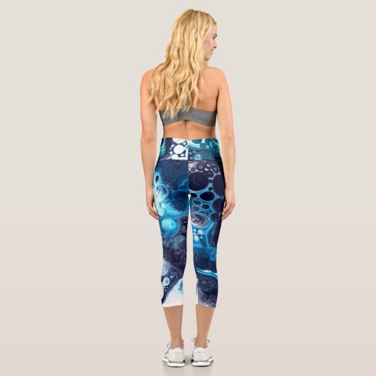 Blauer und weißer Marmor - Flüssig-Kunst-Tank Capri Leggings (Rückseite)