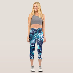 Blauer und weißer Marmor - Flüssig-Kunst-Tank Capri Leggings