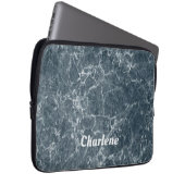 Blauer und weißer Marmor Laptopschutzhülle (Vorne Rechts)