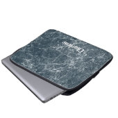 Blauer und weißer Marmor Laptopschutzhülle (Vorne Knopf)