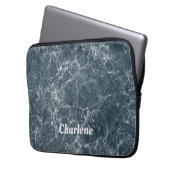 Blauer und weißer Marmor Laptopschutzhülle (Vorderseite Links)