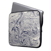 Blauer und weißer Marmorwirbel Laptopschutzhülle (Vorderseite Links)