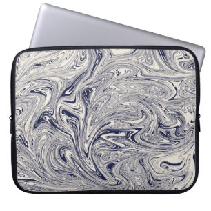 Blauer und weißer Marmorwirbel Laptopschutzhülle