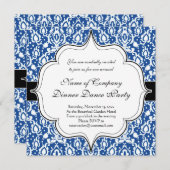 Blauer und weißer marokkanischer Damast Einladung (Vorne/Hinten)
