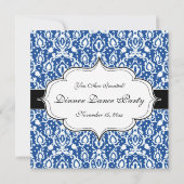 Blauer und weißer marokkanischer Damast Einladung (Rückseite)