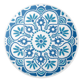 Blauer und weißer Medaillon Schublade Keramik Keramikknauf