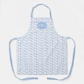 Blauer und weißer Monogramm-Ginger-Jar-Hochzeitsge Schürze (Vorderseite)