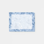 Blauer und weißer Musiknoten-gelegentliches Muster Post-it Klebezettel (Vorderseite)
