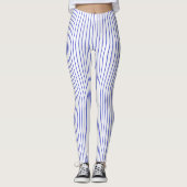 Blauer und weißer Nadelstreifen Leggings (Vorderseite)