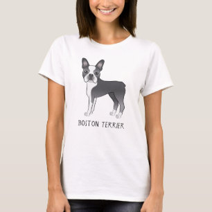 Blauer und weißer Niedlicher Bostoner Terrier mit T-Shirt