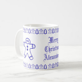 Blauer und weißer Niedlicher Lebkuchen Weihnachtsb Kaffeetasse