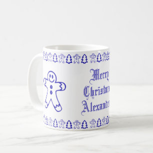 Blauer und weißer Niedlicher Lebkuchen Weihnachtsb Kaffeetasse