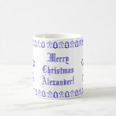 Blauer und weißer Niedlicher Lebkuchen Weihnachtsb Kaffeetasse (Mittel)